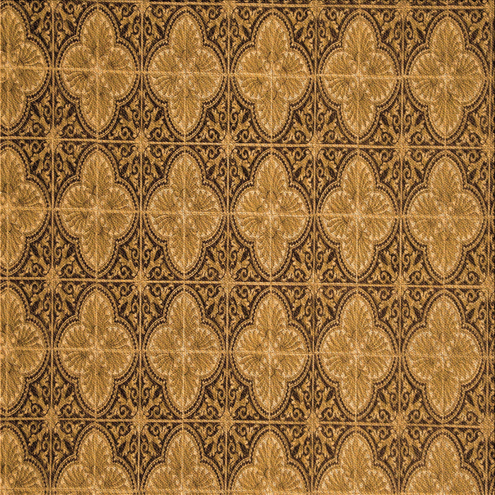 Round Patterned Saddle Brown Rug, pat3757org