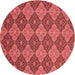 Square Patterned Red Rug, pat3757rd