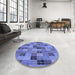 Round Patterned Sky Blue Rug in a Office, pat3758blu