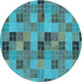 Square Patterned Bright Turquoise Blue Rug, pat3758lblu