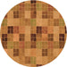 Square Patterned Mahogany Brown Rug, pat3758org