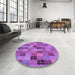 Round Patterned Purple Rug in a Office, pat3758pur