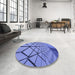 Round Patterned Sky Blue Rug in a Office, pat3759blu