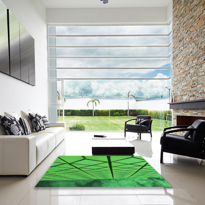 Square Patterned Green Rug in a Living Room, pat3759grn