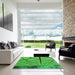 Square Patterned Green Rug in a Living Room, pat3759grn