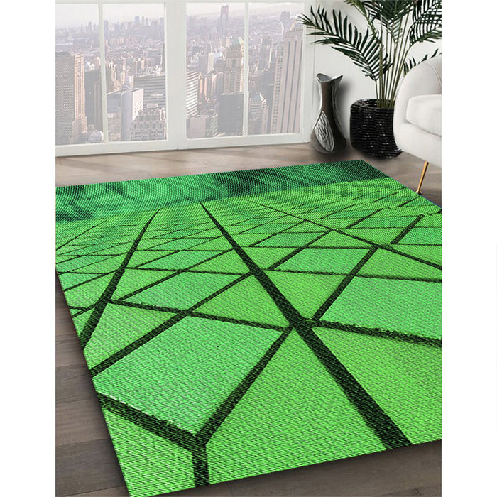 Patterned Green Rug in Family Room, pat3759grn