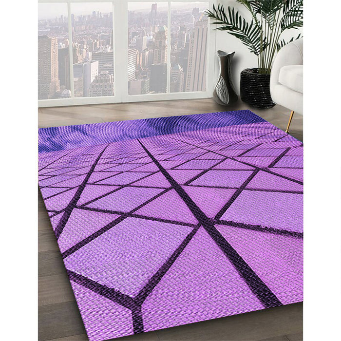Patterned Purple Rug in Family Room, pat3759pur