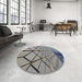 Round Patterned Gray Novelty Rug in a Office, pat3759