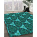 Machine Washable Transitional Dark Turquoise Green Rug in a Family Room, wshpat376lblu