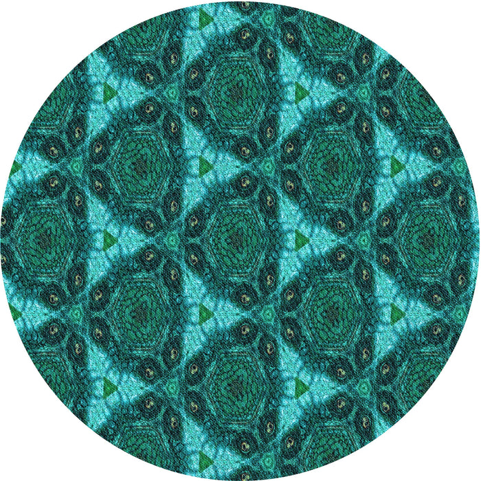 Square Patterned Dark Turquoise Green Rug, pat376lblu