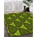 Patterned Dark Forest Green Rug in Family Room, pat376yw