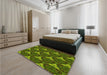 Patterned Dark Forest Green Rug in a Bedroom, pat376yw