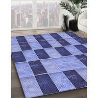 Patterned Denim Blue Rug, pat3760blu