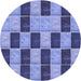 Square Patterned Denim Blue Rug, pat3760blu