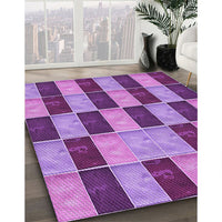 Patterned Dark Magenta Purple Rug, pat3760pur