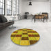 Round Patterned Saddle Brown Rug in a Office, pat3760yw