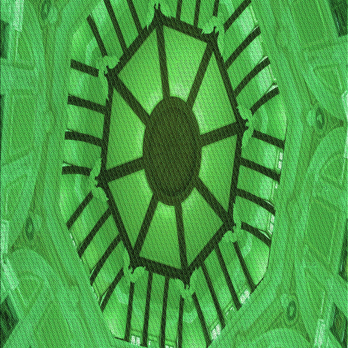 Machine Washable Transitional Green Rug, wshpat3761grn