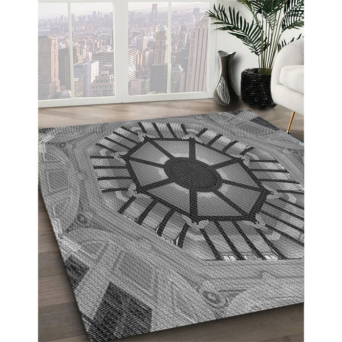 Machine Washable Transitional Grey Gray Rug in a Family Room, wshpat3761gry