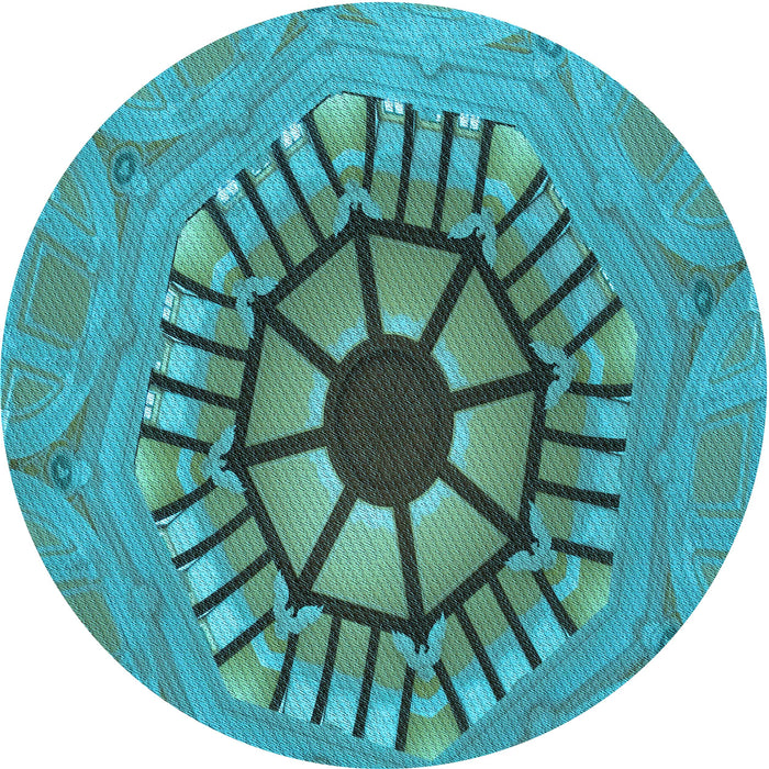 Square Patterned Teal Green Rug, pat3761lblu