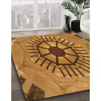 Patterned Mahogany Brown Rug, pat3761org