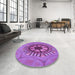 Round Patterned Purple Rug in a Office, pat3761pur