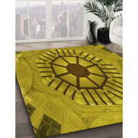 Patterned Oak Brown Rug, pat3761yw