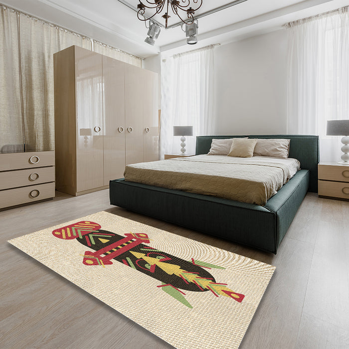 Patterned Vanilla Gold Rug in a Bedroom, pat3762brn