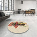 Round Patterned Vanilla Gold Rug in a Office, pat3762brn