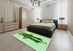 Patterned Green Rug in a Bedroom, pat3762grn