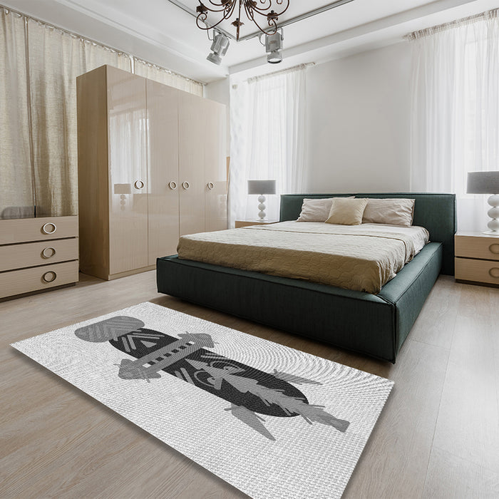 Patterned Gray Rug in a Bedroom, pat3762gry