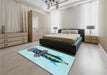 Patterned Light Aquamarine Green Rug in a Bedroom, pat3762lblu