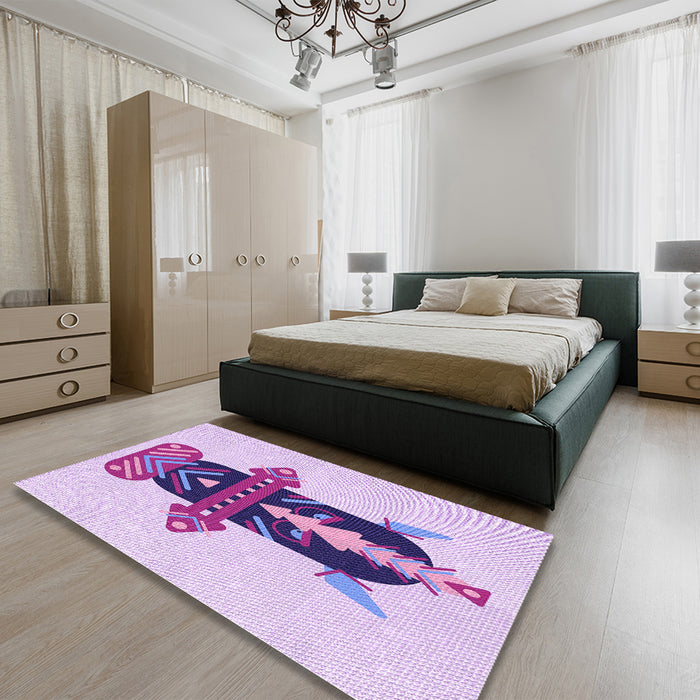 Patterned Medium Orchid Purple Rug in a Bedroom, pat3762pur