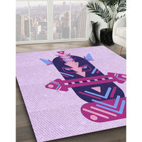 Patterned Medium Orchid Purple Rug, pat3762pur