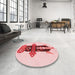 Round Patterned Red Rug in a Office, pat3762rd