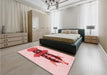 Patterned Red Rug in a Bedroom, pat3762rd