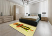 Patterned Dark Golden Brown Rug in a Bedroom, pat3762yw