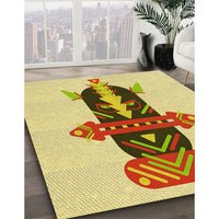 Patterned Dark Golden Brown Rug, pat3762yw