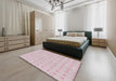 Machine Washable Transitional Pale Violet Red Pink Rug in a Bedroom, wshpat3763