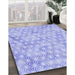 Machine Washable Transitional Light Slate Blue Rug in a Family Room, wshpat3764blu