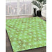 Machine Washable Transitional Pastel Green Rug in a Family Room, wshpat3764grn