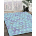 Machine Washable Transitional Light Purple Blue Rug in a Family Room, wshpat3764lblu