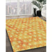 Machine Washable Transitional Neon Orange Rug in a Family Room, wshpat3764yw