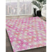 Machine Washable Transitional Dark Pink Rug in a Family Room, wshpat3764