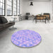 Round Patterned Purple Rug in a Office, pat3765pur