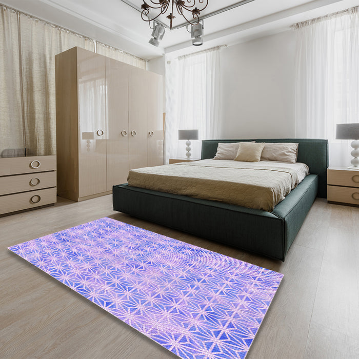 Patterned Purple Rug in a Bedroom, pat3765pur
