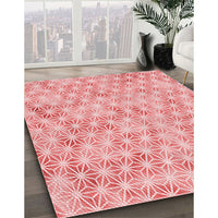 Patterned Deep Rose Pink Rug, pat3765rd