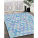 Patterned Blue Modern Rug in Family Room, pat3765