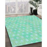 Patterned Green Rug, pat3766lblu