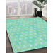 Machine Washable Transitional Green Rug in a Family Room, wshpat3766lblu