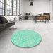 Round Patterned Green Rug in a Office, pat3766lblu